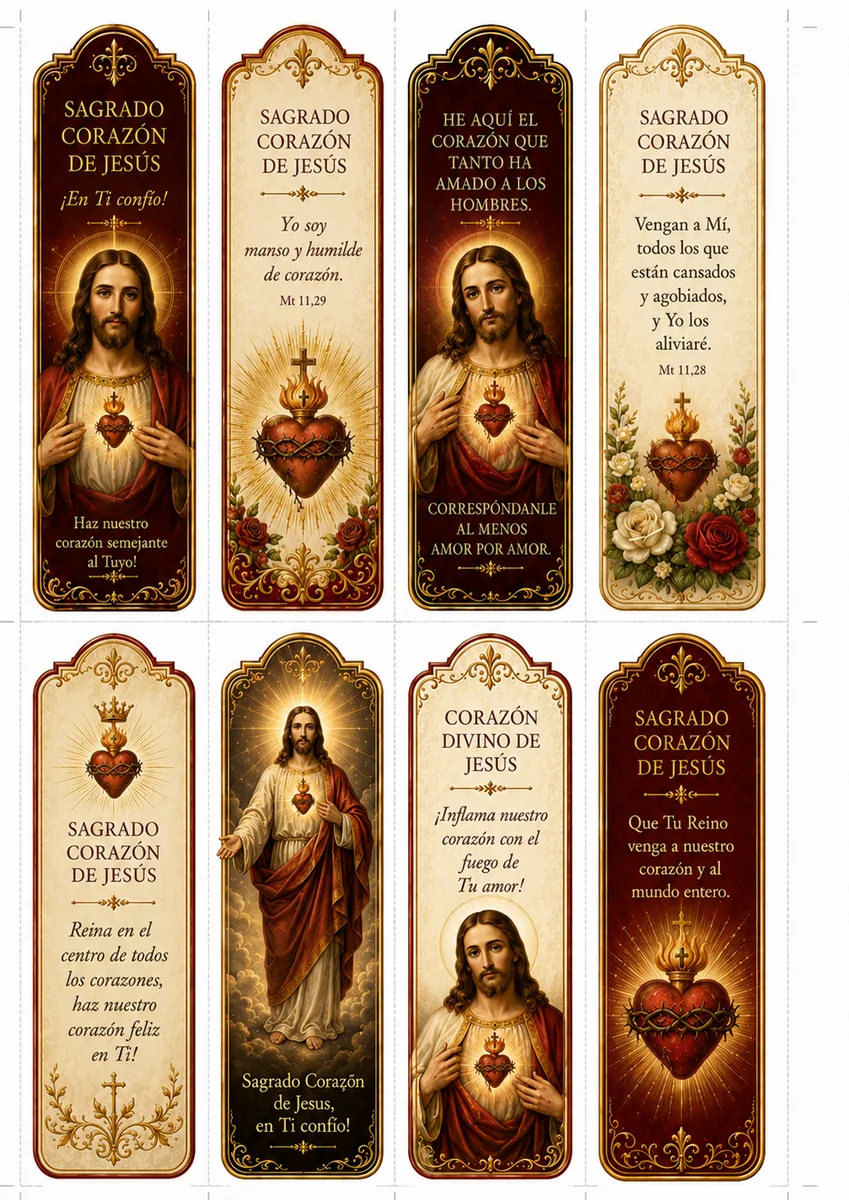 Marcapáginas de Jesucristo y Sagrado Corazón