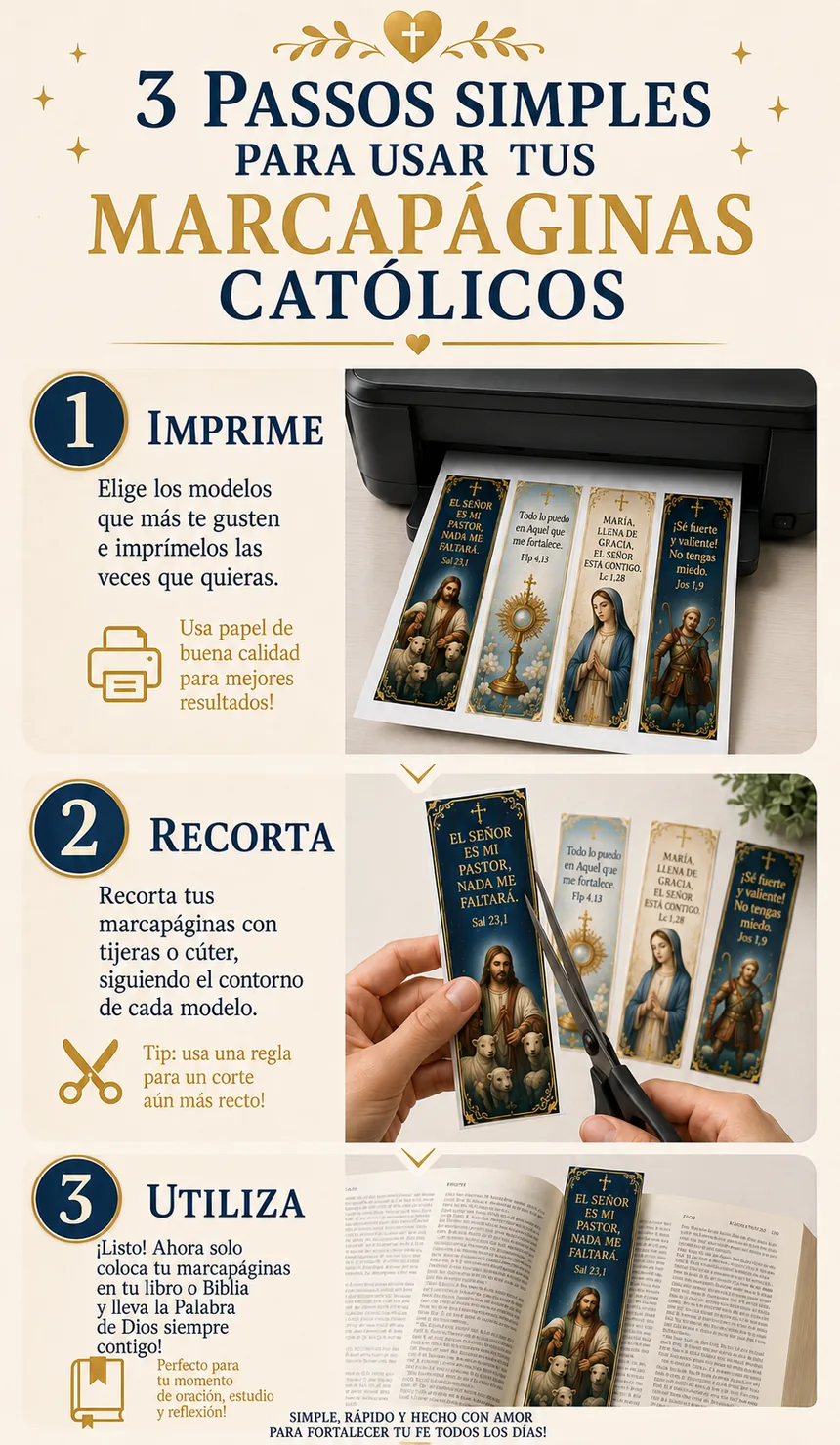 3 Simples Pasos para Usar tus Marcapáginas Católicos